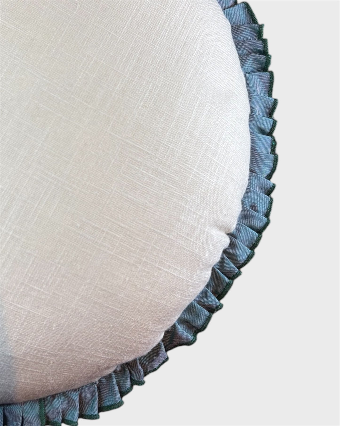 Linen Cushion With Silk Ruffles