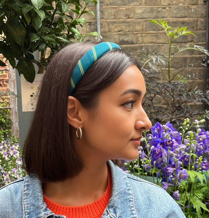 Keteni Headband-Striped Petrol Blue